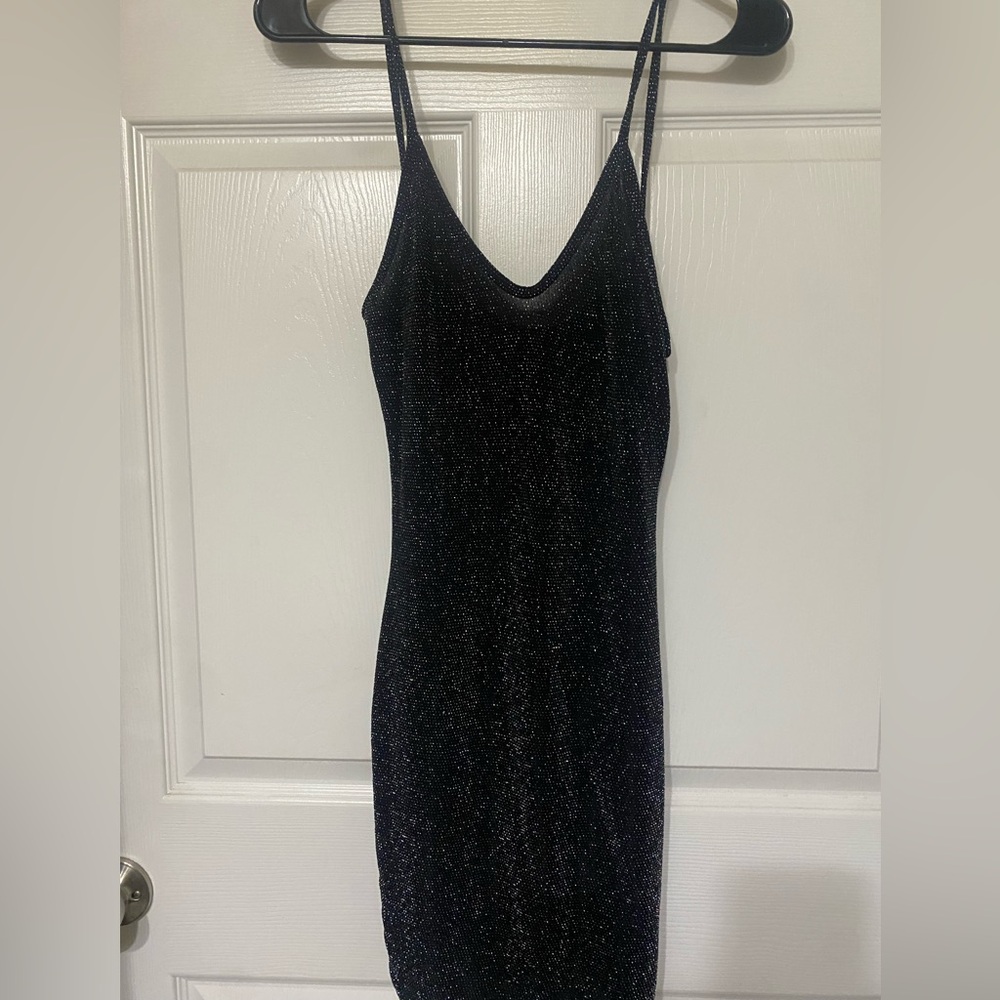 PrettyLittleThing Black Sparkle Mini Dress